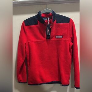 Boys Vineyard Vines Red and Navy Pullover Fleece
